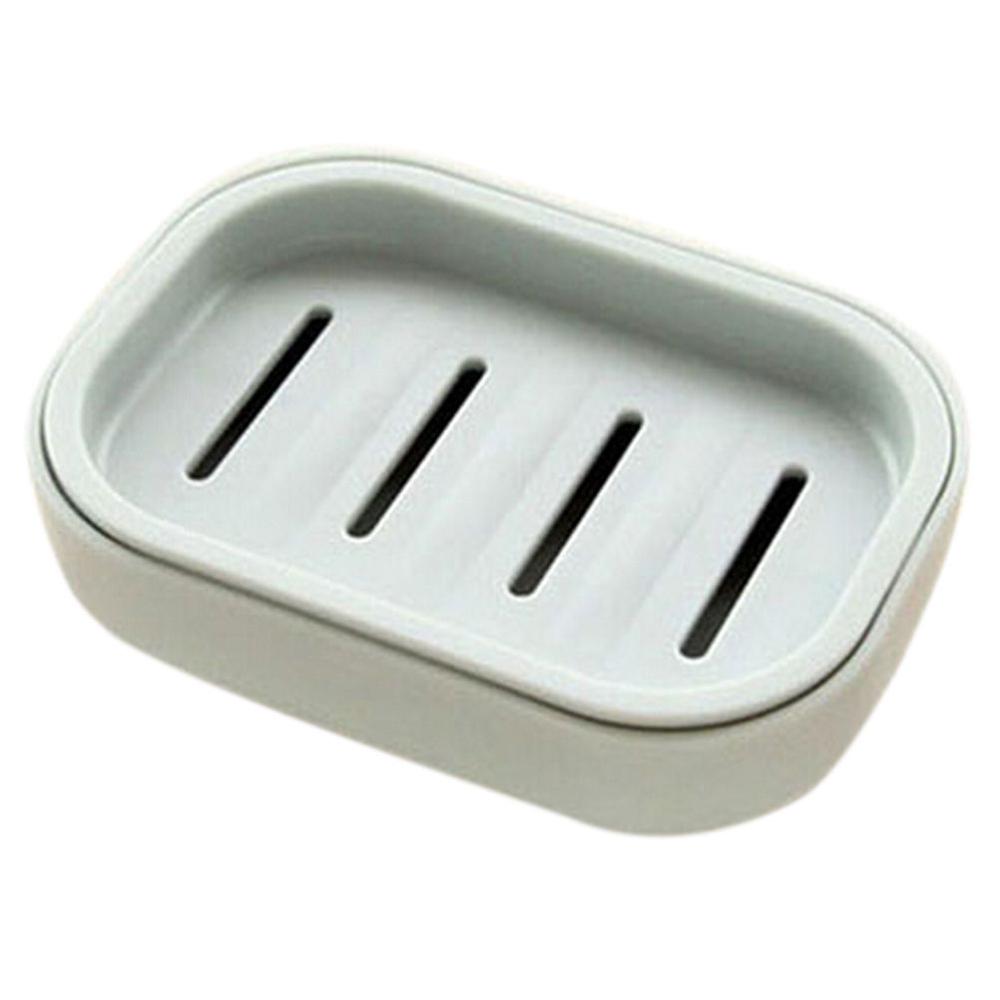 1 stuk plastic zeepbakje plastic badkamer dubbele afdruipzeephouder antislip zeepdoos: 4