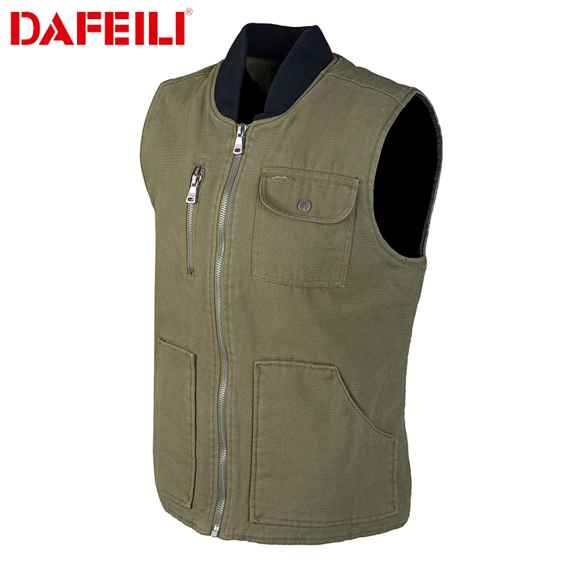 Chaleco de algodón multiusos para hombre, chaqueta de invierno con múltiples sudadera con bolsillos, clima frío, senderismo, viaje, Ejército
