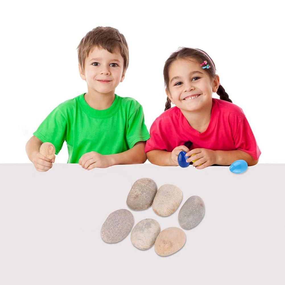 6Pcs Flat Stones Pebbles Drawing Painted Craft Stones Pebbles DIY Painting for Kids Flat Stones Pebbles Decorative gravel
