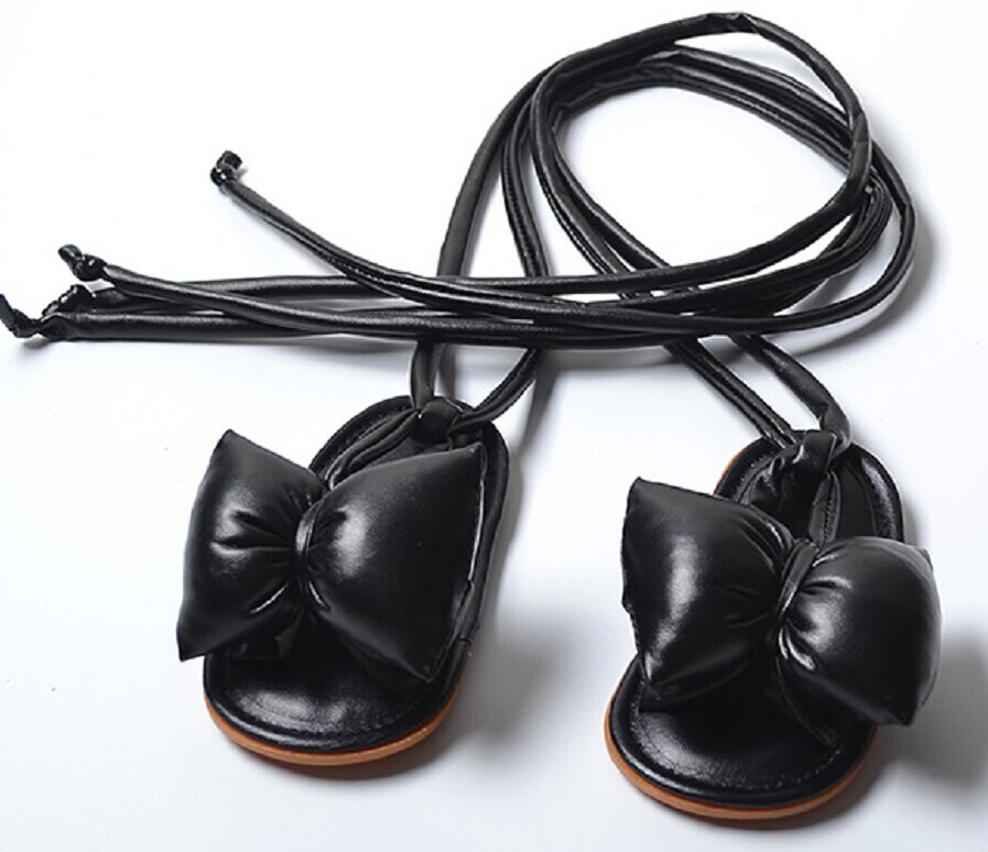 Boiiwant Fashion Baby Kid Girls Princess Strap sandali scarpe Big Bowknot Toddler Baby Girl Beach PU sandali piatti zoccoli carini: Black / 0-6 mesi