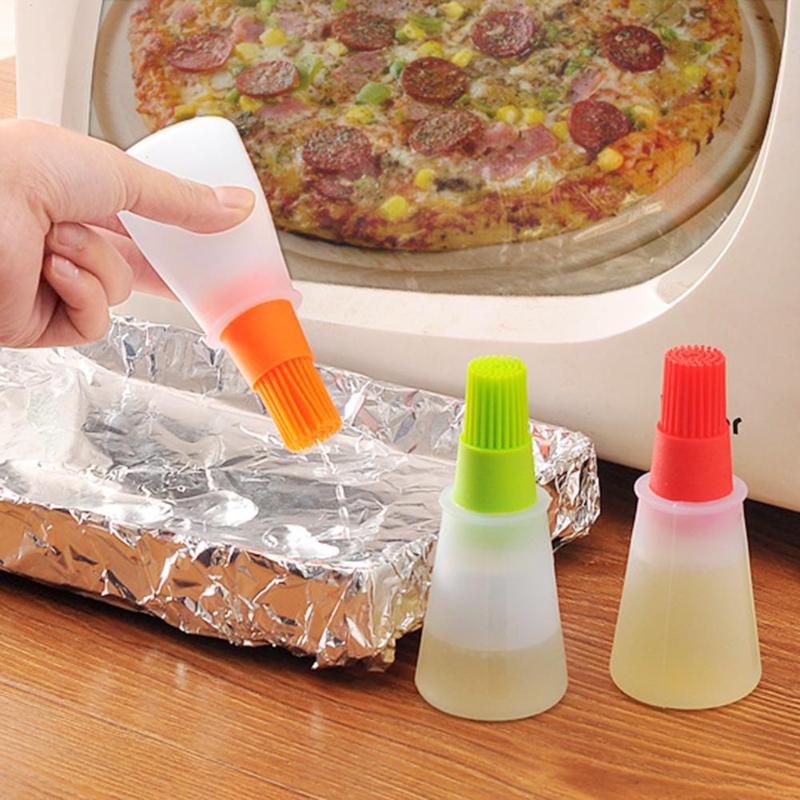 1 Pcs Portable Silicone Oil Bottle With Brush Grill Oil Brushes Liquid Oil Pastry Kitchen Baking BBQ Tool Kitchen Tools For BBQ