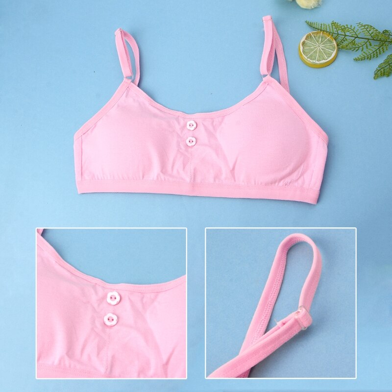 Nouvelles jeunes filles solide coton doux soutien-gorge puberté adolescent sous-vêtements respirants enfant tissu