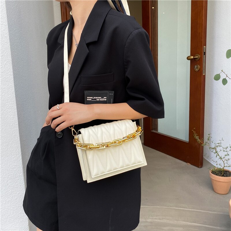 Sac à main à chaîne Simple pour femmes, petit sac carré à bandoulière de styliste, pochette de luxe,