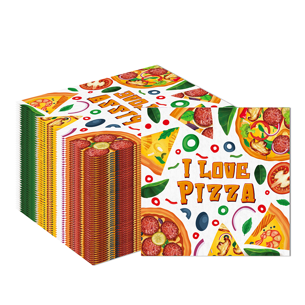 20/40/60pcs Pizza Party Paper Napkins I lovePizza Birthday Party Napkins Disposable Cocktail Napkins Pizzaria Themed Party Decor: 220ml