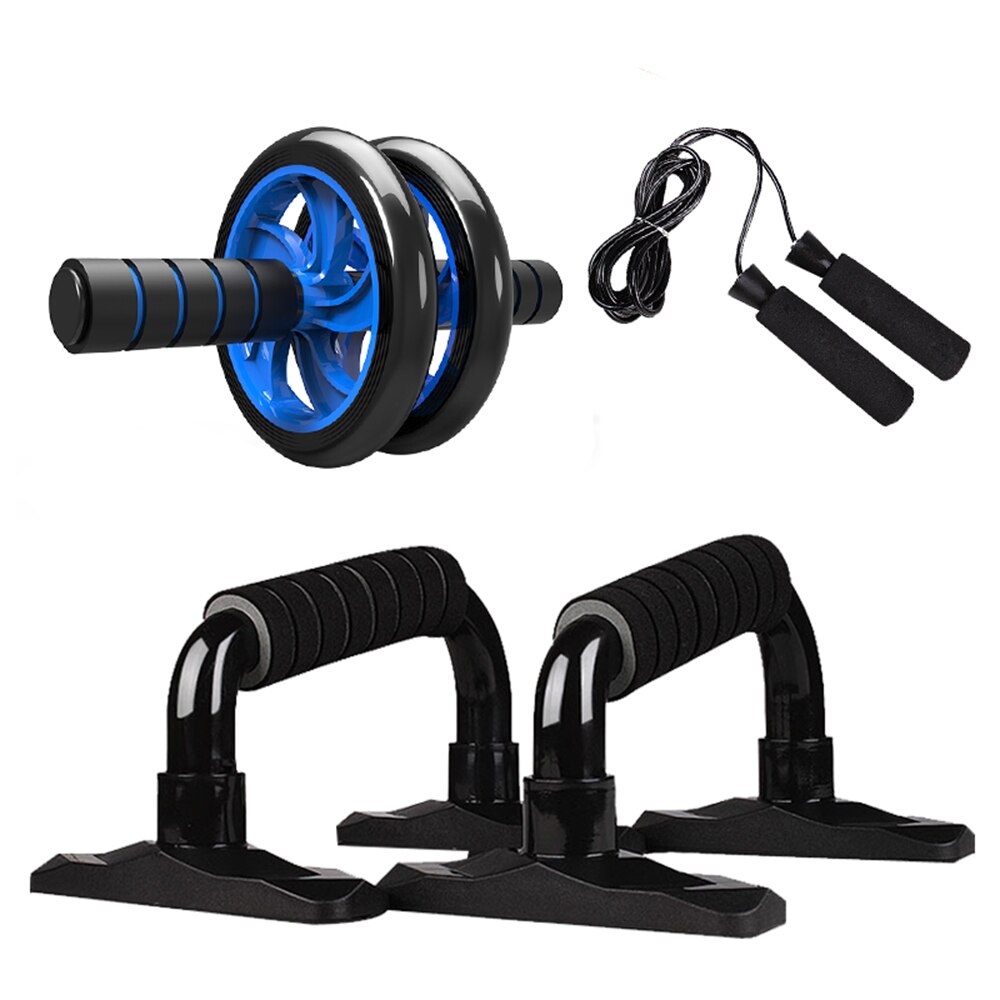 5-In-1 AB Wheel Roller Kit with Push-Up Bar Jump Rope Hand Gripper and Knee Pad Abdominal Core Carver Fitness equipment: 4-In-1