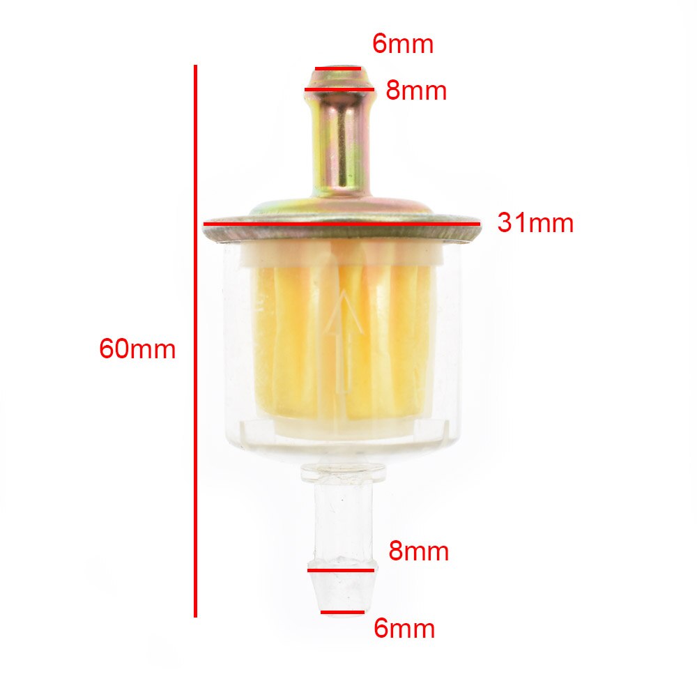 Filtro de línea de combustible Universal para motocicleta, 1/4 '', 6mm, 5/10 Uds.