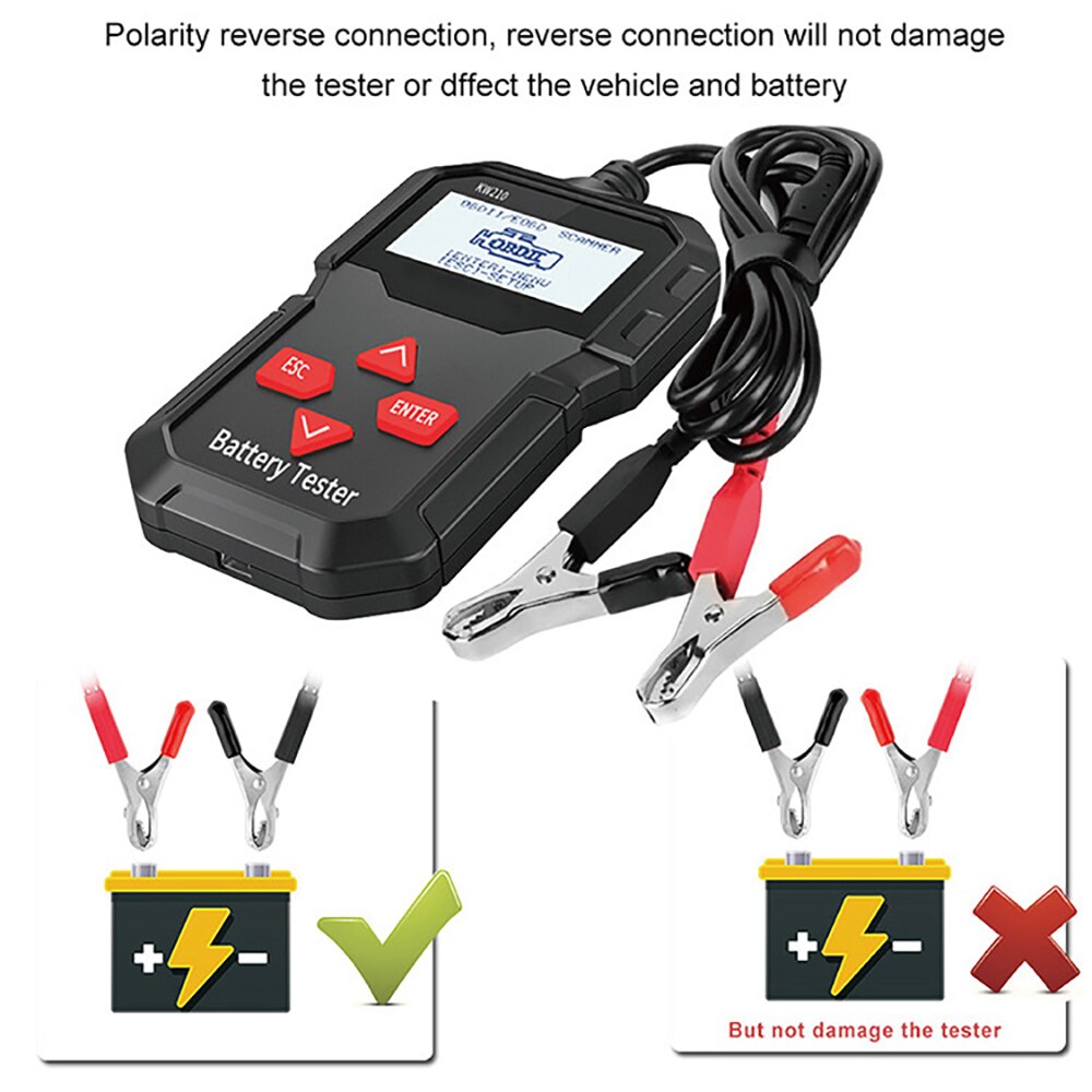 KONNWEI KW210 Automatic Smart 12V Car Battery Tester Auto Battery Analyzer 100 to 2000CCA Cranking Car Battery Tester Upgraded