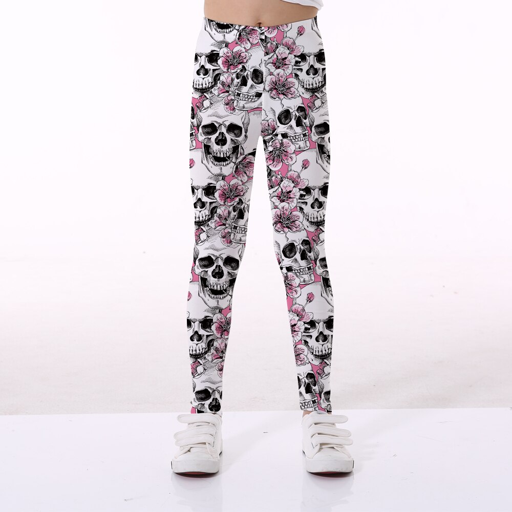 Décontracté Enfants Pantalon de Sport Halloween Crâne Floral Impression Droite Enfants Leggings 5 Modèles: MULTI / XL