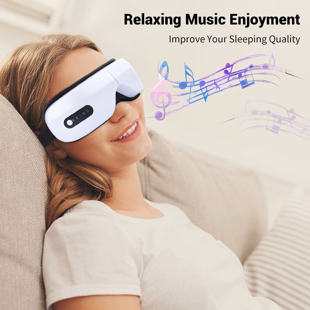 Rechargeable Eye Massager Air Pressure Eye Massage Compress Vibration Massage for Eye Glasses Foldable Music Eye Care Device