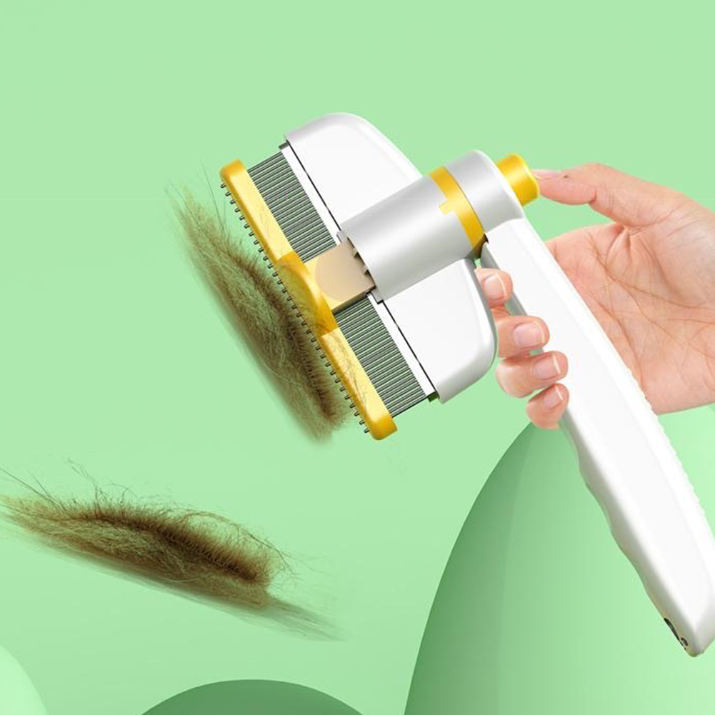 Stainless Steel Pet Grooming Brush One-Button Pet Hair Remover Pet Cleaning Comb for Loosening Up Removing Debris
