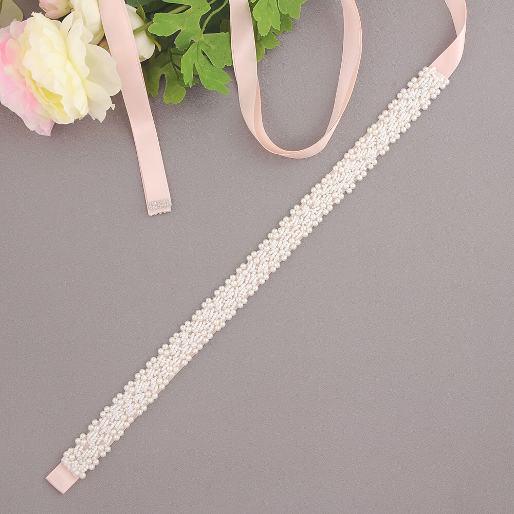 Wedding Sash Strass Zijden Lint Bruiloft Bruids Riem Crystal Sash Art Deco Strass Riem Wedding Sash Belt Bridal Gown: Baby  Pink