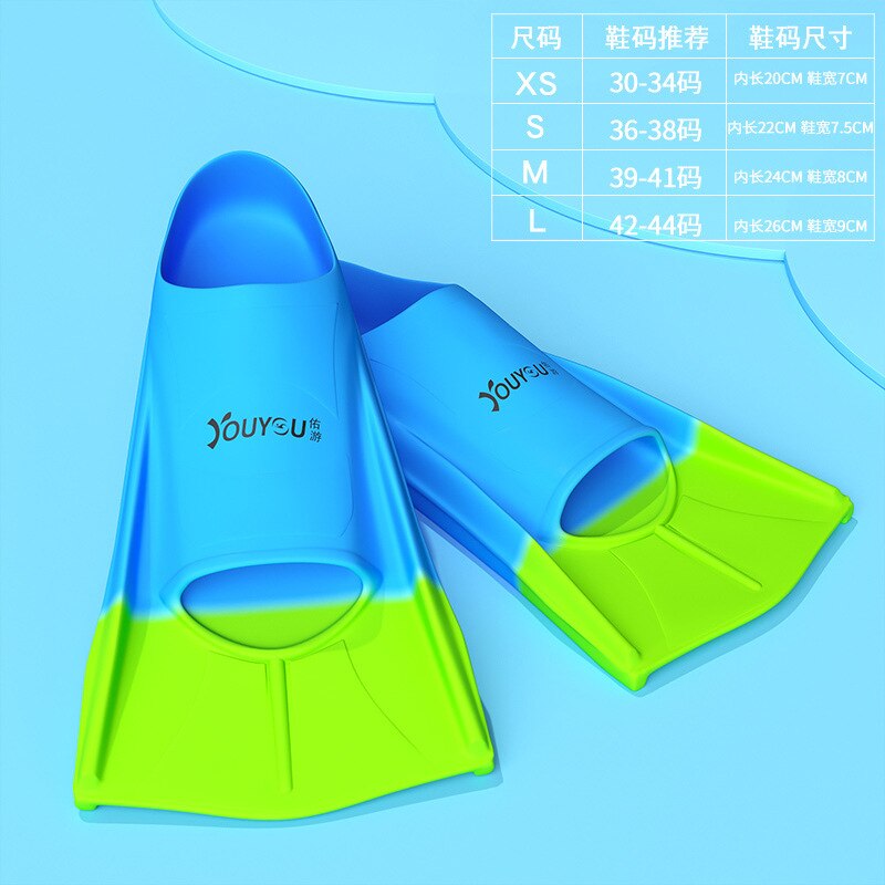 Swimming Fins Men Silicone Short Flippers Children Diving Duck Flippers Snorkeling Equipment Women: lake blue / M(39-41)