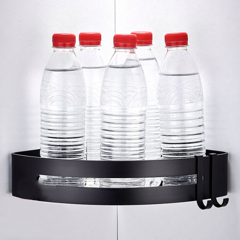 Badeværelse hylder bruser hylde bad hjørne shampoo opbevaring rack vægmonteret aluminium badeværelse kurv holder køkken tilbehør