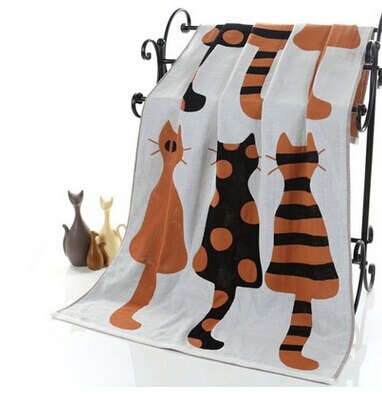 Sød kat bomuldsgasbind tegneserie voksen badehåndklæde hjemme tekstil 3 lag 70*140cm håndklæde badekåbe camping sport badehåndklæde: C