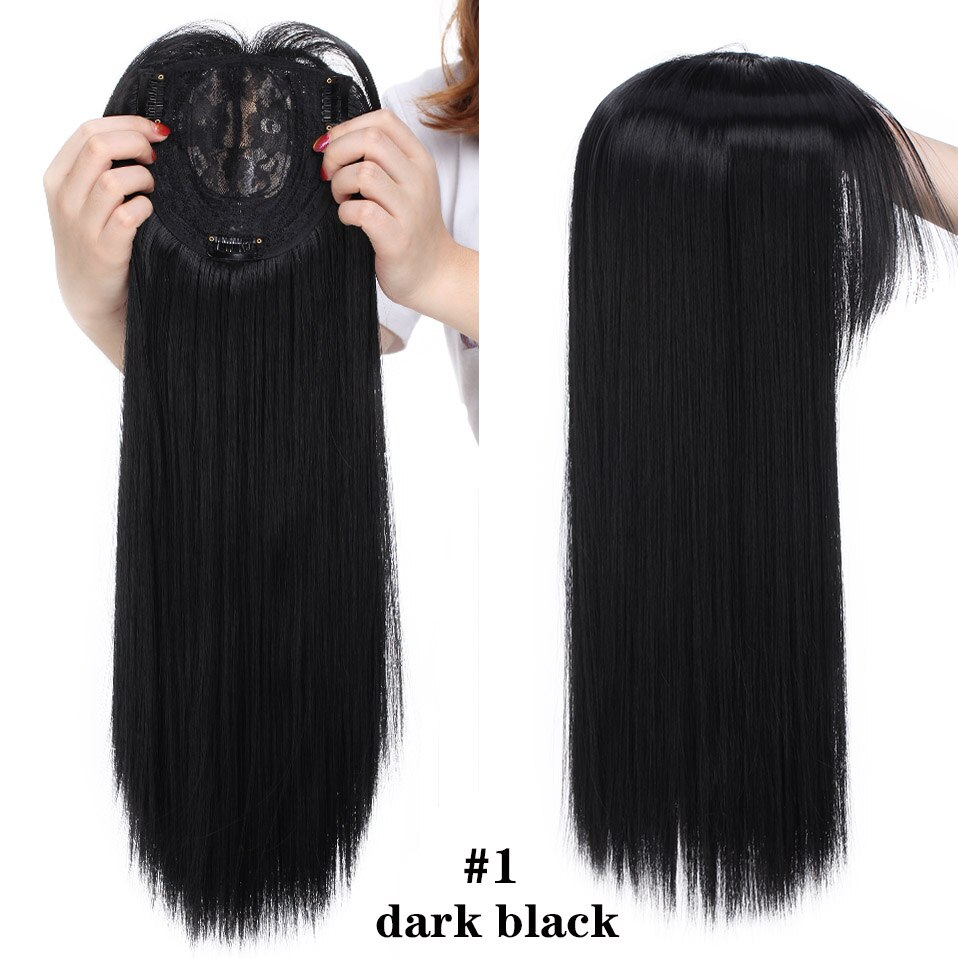 Perruque synthétique à Clip avec frange – s-noilite, en Fiber haute température, 8 couleurs, 17 pouces: dark black