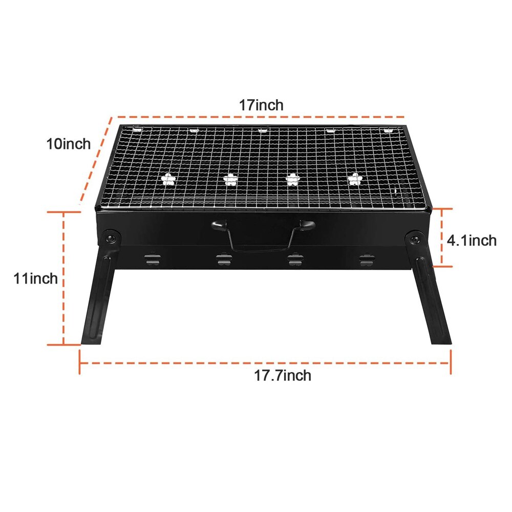 Opvouwbare Draagbare Barbecue Houtskool Grill Roestvrij Staal Kleine Mini Bbq Tool Kits Voor Outdoor Cooking Camping Picknicks Strand: 43x29x23cm