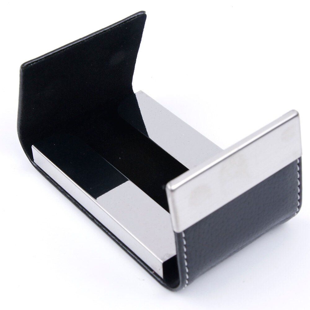 Men Women Wallet Metal Leather Credit Card Holder Double Open Business Card Business Name Card Holder Organizer