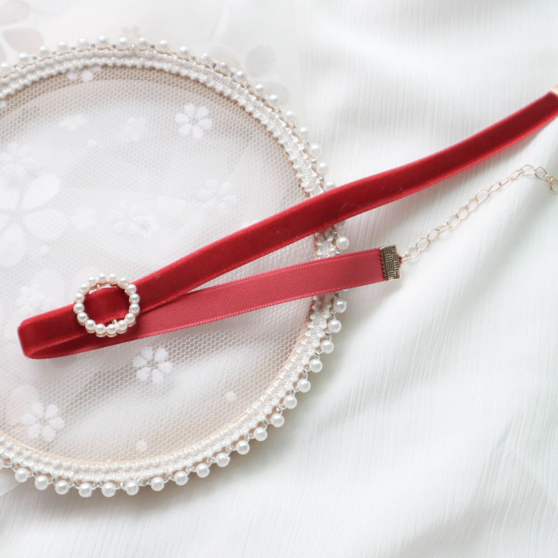 Vrouwen Choker Verstelbare Fluwelen Neck Strap Peer Ring Hanger Chic Ketting Kraag Gothic Punk Stijl Trendy Choker Ketting: red