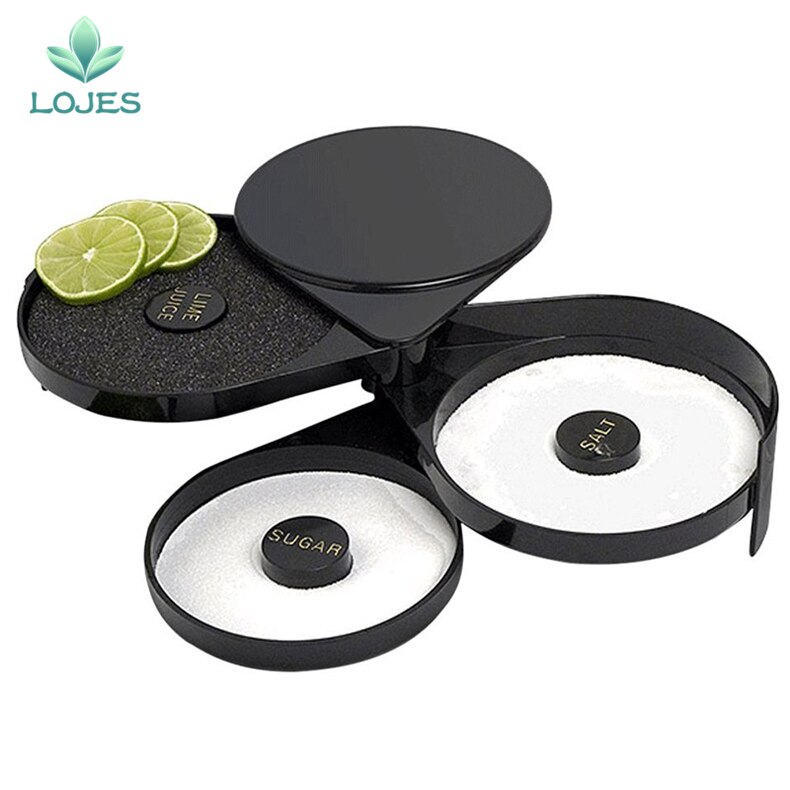 Glass Rimmers 3 Tier Salt Sugar Margarita Cocktail Glass Rimmer Home Bar Accessory Tool Bartender