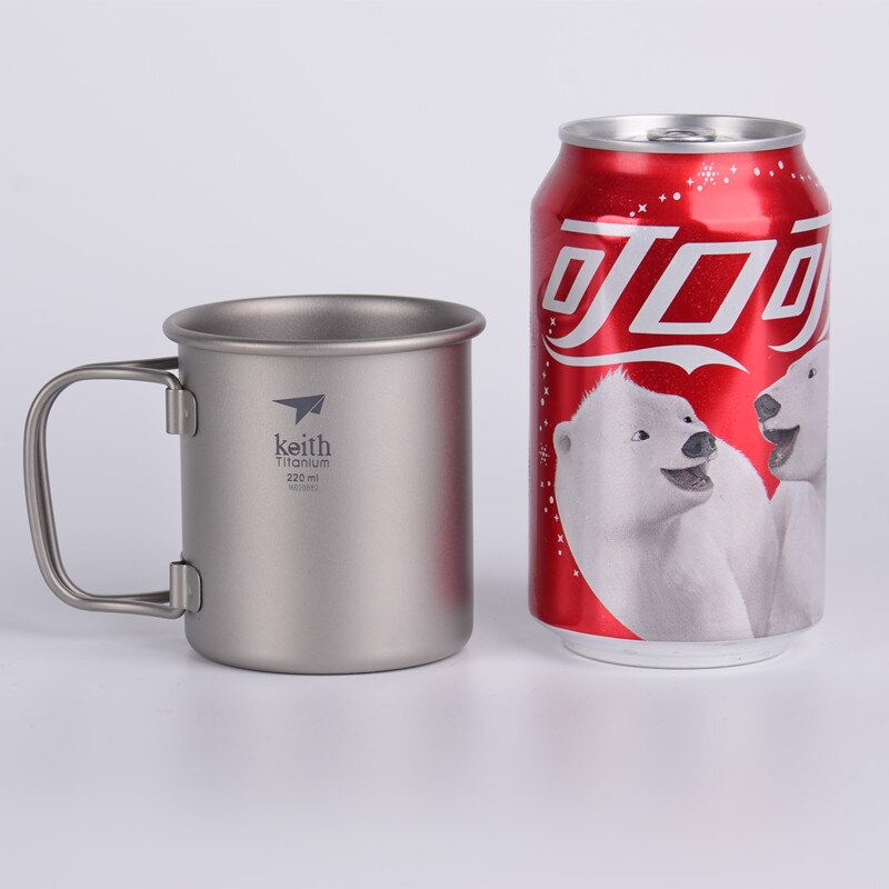 Keith draussen Titan Wasser Becher Mit Klapp Griffe Titan Deckel Getränk Camping Tassen Ultraleicht Reise Becher 220 ml-900 ml: 220ml Ti3200