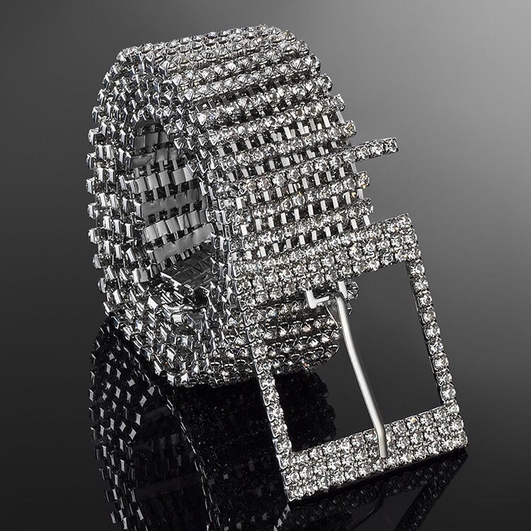 Luksus ti-række diamant lyse diamant indlagt krystal diamant talje kæde bælter med krystaller bælter til kvinder bælte