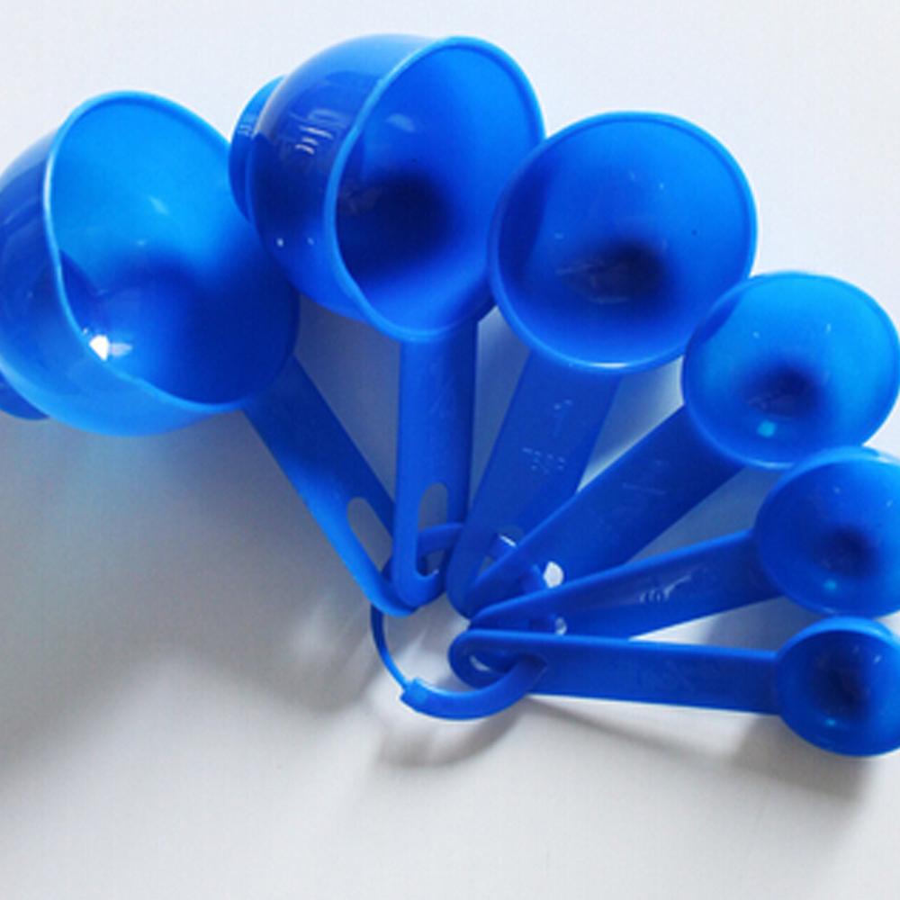 7 sztuk kuchenne miarki niebieski różowy kubek z miarką z tworzywa sztucznego łyżki zestawy stopniowane łyżki na pieczenie w kuchni kawy