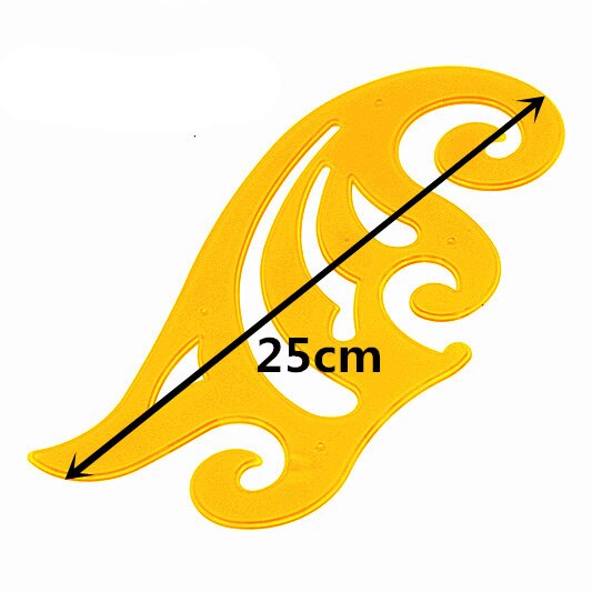 20cm 25cm 30cm lengde fransk kurve linjal gjennomsiktig plast gul variere linjaler til tegninger klær mønster mal: 1 stk 25cm kj014