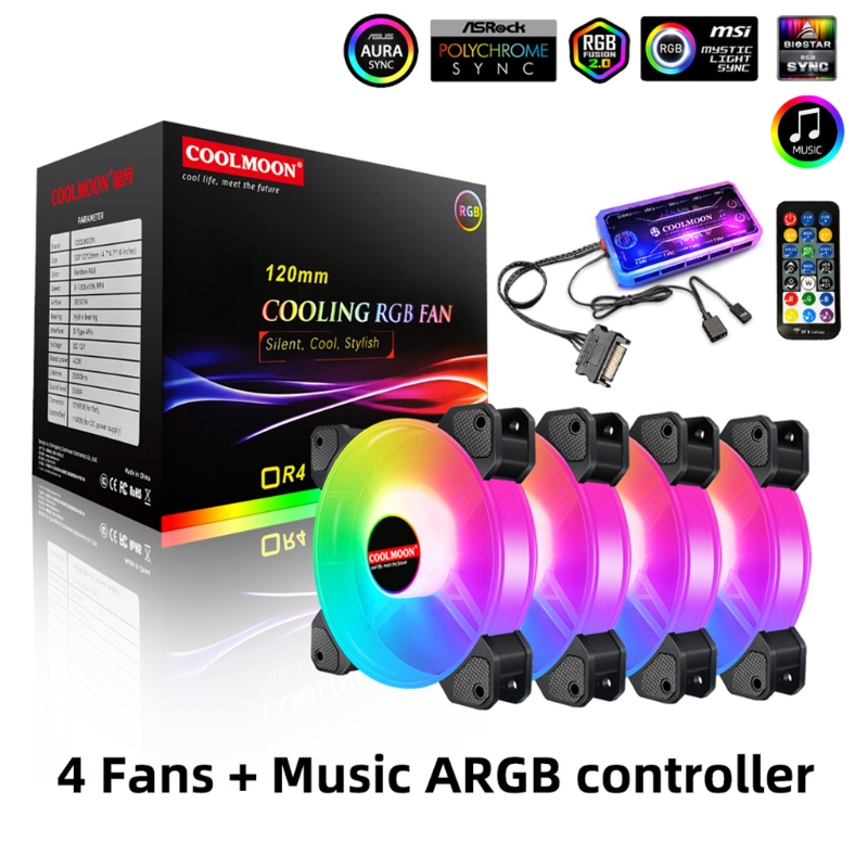 Computer PC Fan Aura Sync Support Adjust RGB Cooling Fan 120mm Silent Control Computer Cooling RGB Case Fans: D