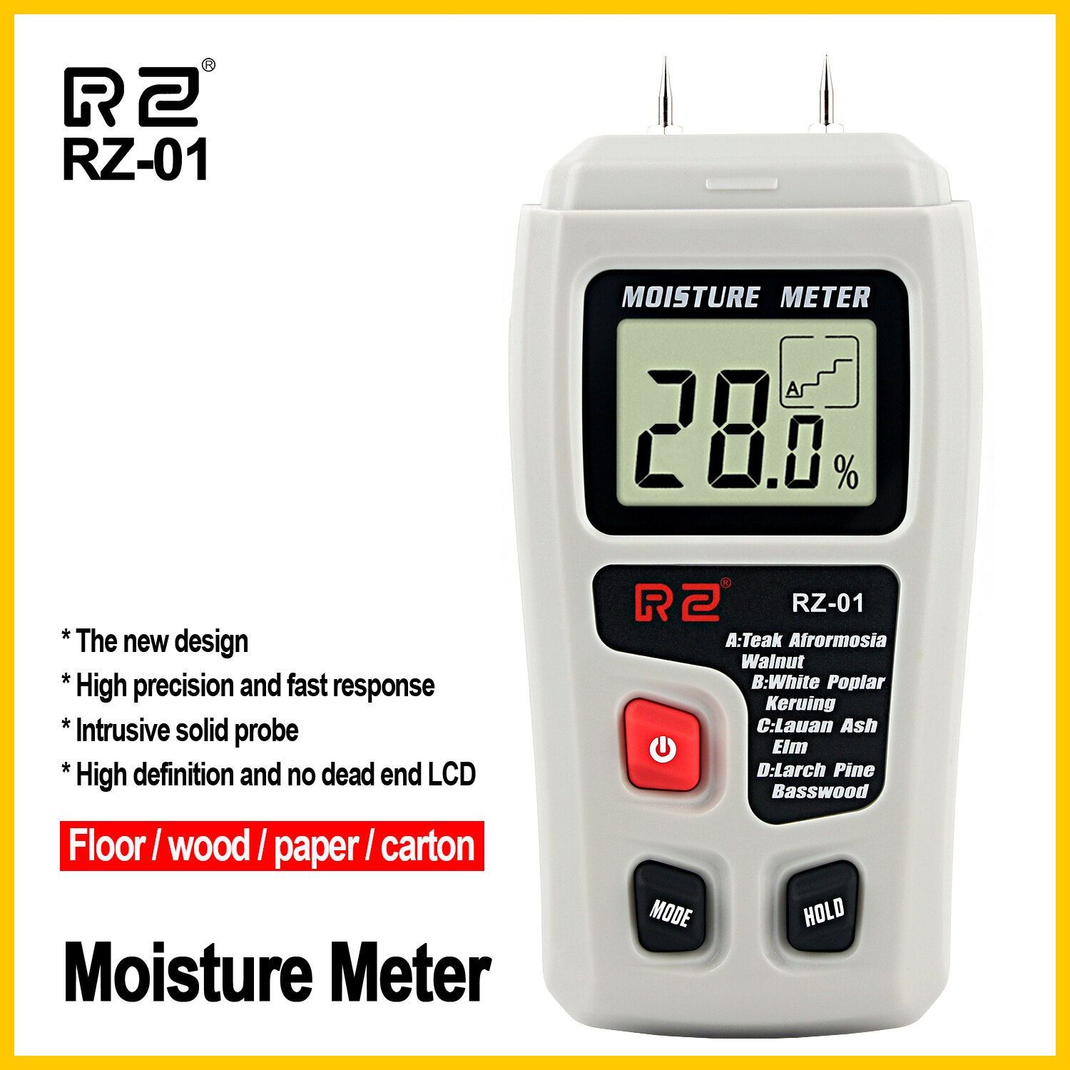 XRCLIF Hygrometer Tester Wood Moisture Meter 0-99.9% Humidity Timber Damp Detector Moisture Meter Concrete: RZ-01-GR