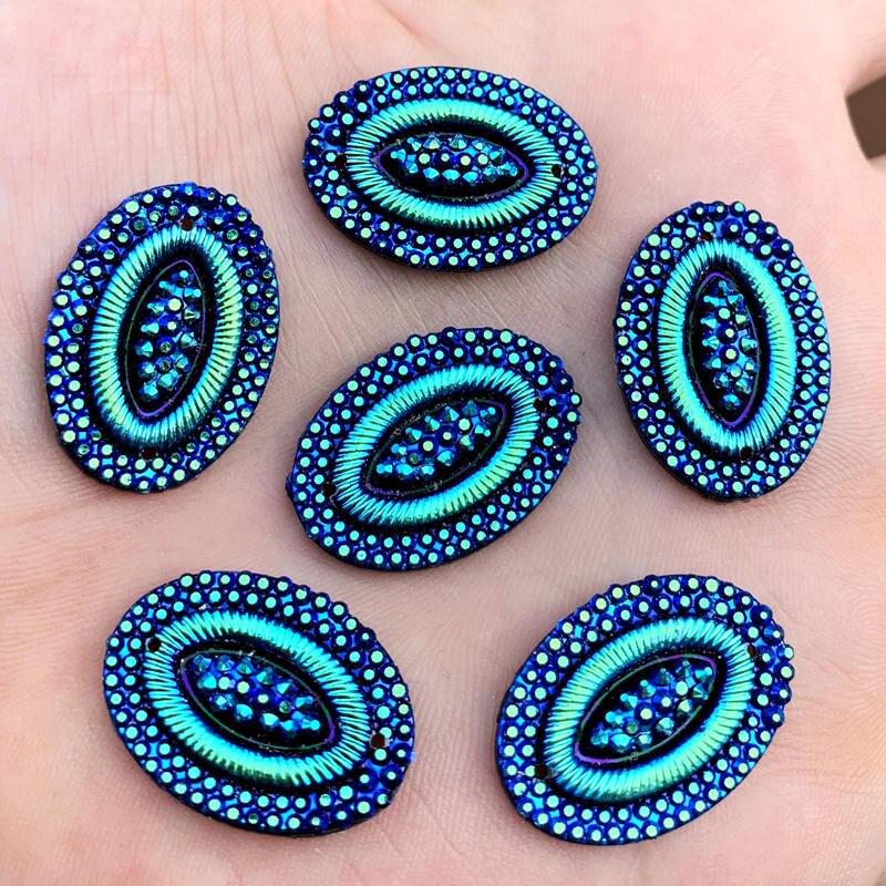 20 Uds. De diamantes de imitación de resina Ovalada para manualidades, accesorios de joyería, 18x25mm, AB, HE45: E454