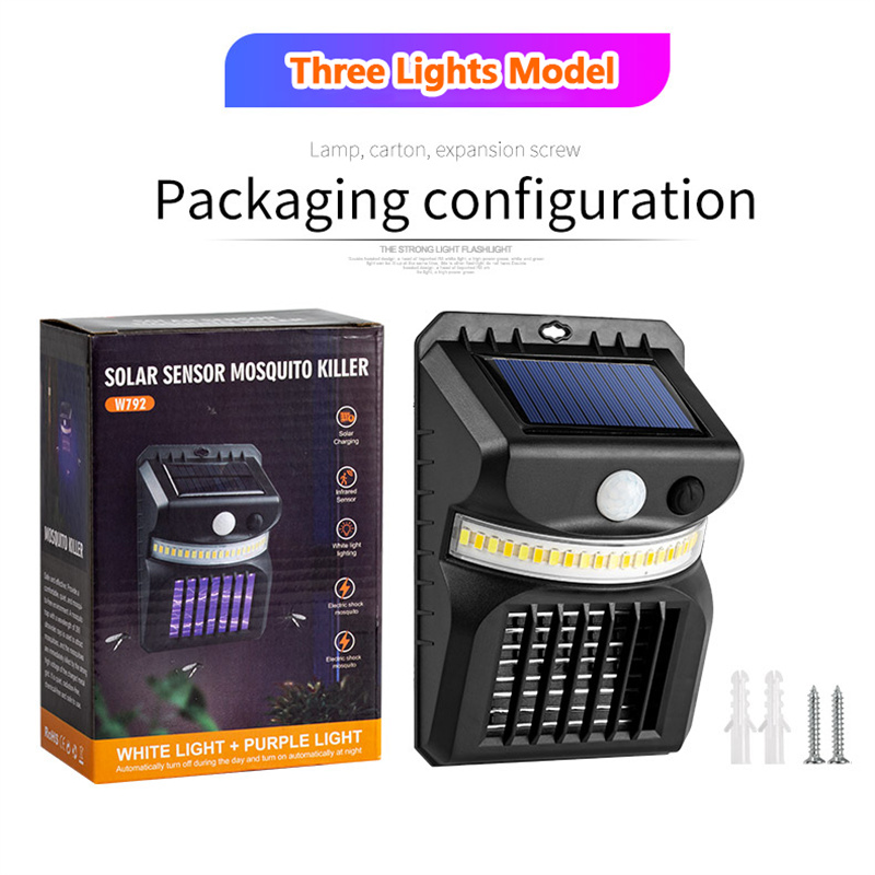 Nueva lámpara LED de pared solar, lámpara antimosquitos 2 en 1, LED para exteriores, detección inteligente de cuerpo humano, lámpara de pared para jardín al aire libre
