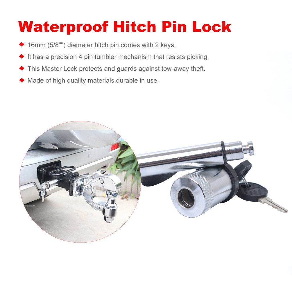 Waterproof Long Shackle Hitch Pin Coupler Latch Trailer Hitch Receiver Lock Hitch Pin Tow Bar Tongue Anti Theft