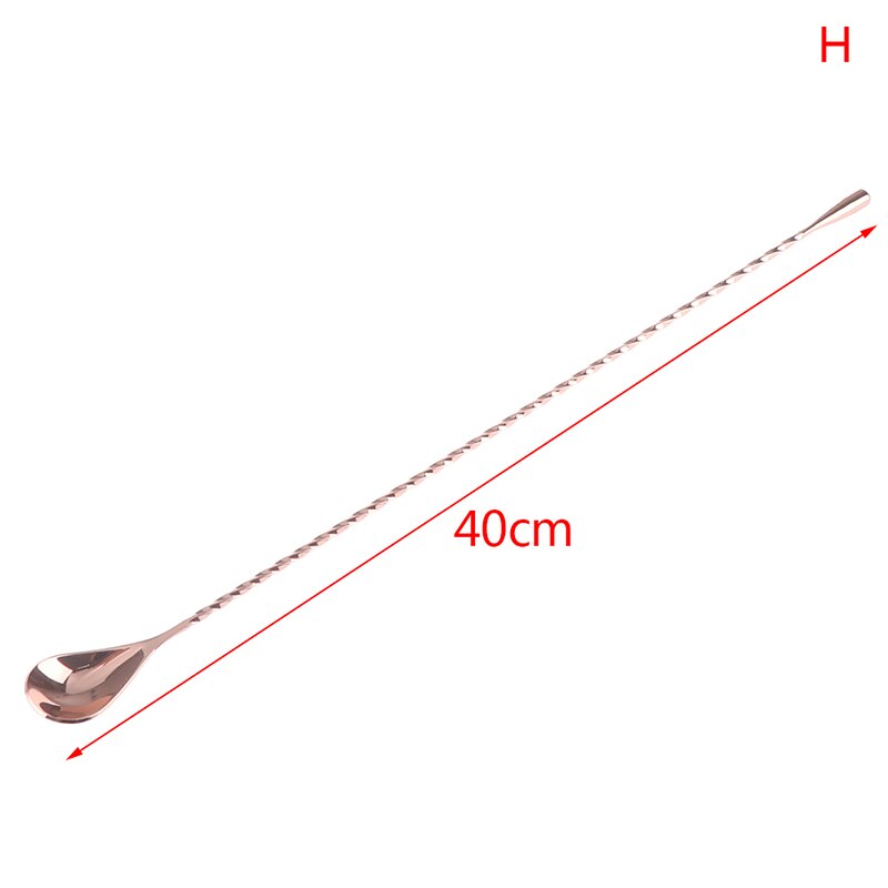 Stir Spoon Stainless Steel Mixing Cocktail Spoon Spiral Pattern Bartender Tools Bar Teadrop Spoon 30/40cm Bar Tool: 8