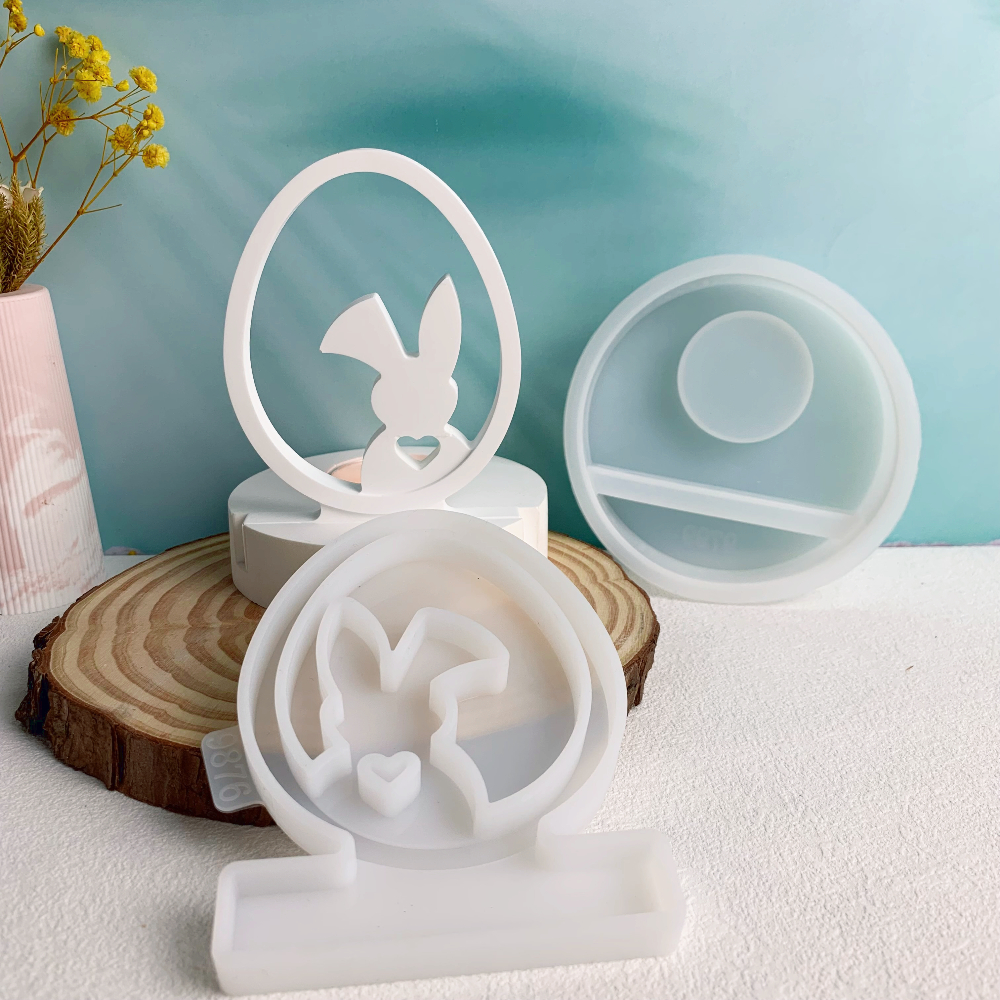 Vela de conejo hueca 3D, adornos decorativos, candelabro, molde de yeso, molde de silicona DIY, de Pascua, decoración del hogar hecha a mano