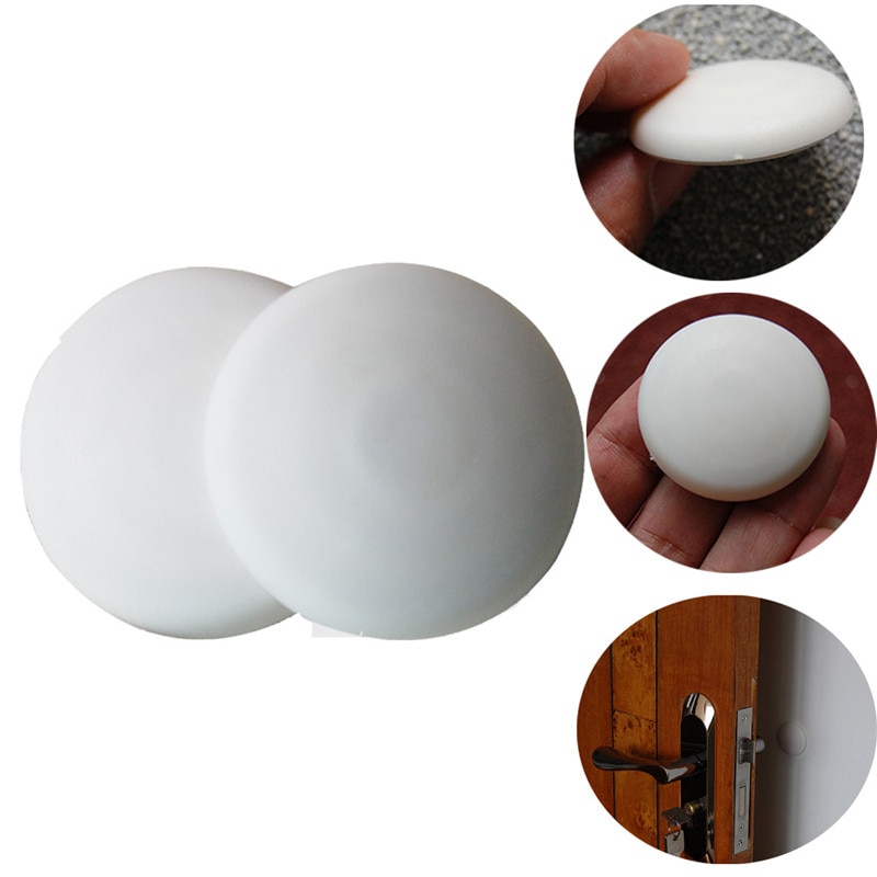 10 unids/lote de topes de puerta de goma blanca protectores de pared protectores autoadhesivos parachoques para Manilla de puerta topes previenen la manija de la puerta