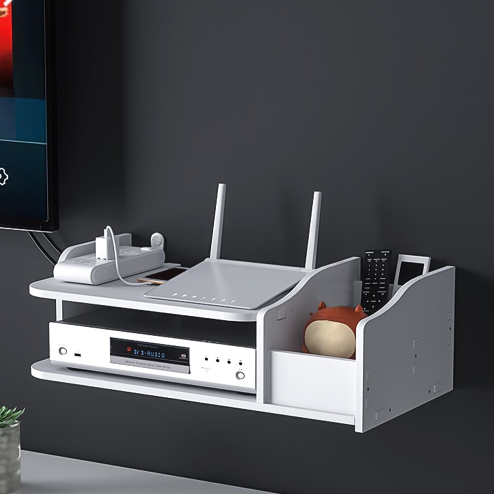 TV Box Shelf Remote Control WIFI Storage Organizer Flat Display Wall Mount Living Room Universal Home Large Capacity Decoration