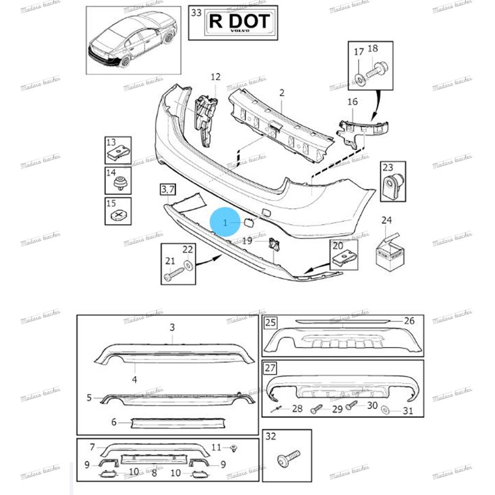 Bakre stötfångare dragkrok bak stötfångare dragkrok dragkrok öga trim cap lock lock slumpmässig färg för volvo  s60 39802591 bil