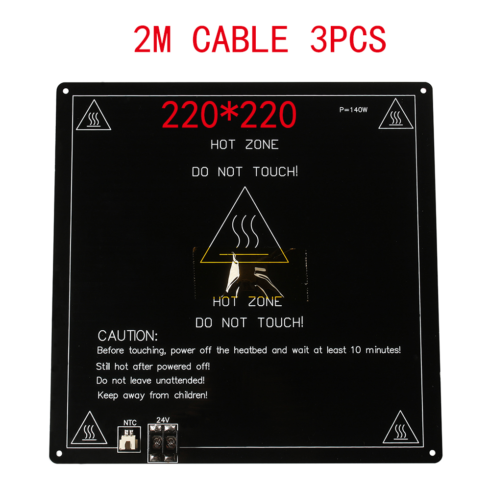 3D Printer Parts Black Aluminum Substrate Heated Bed MK3 MK2a MK2b hotbed Plate bed Platform 24V 220mm 310mm NTC100K DIY Kit: 220x220 With2M