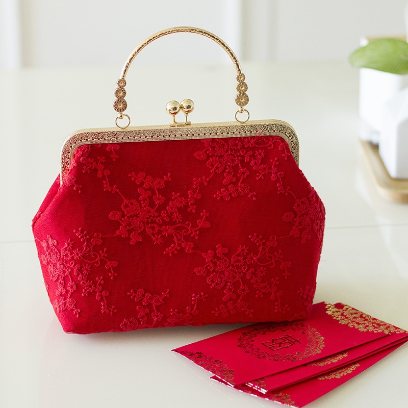 wedding bag bride wedding bag female atmospheric red handbag mouth gold bag finished product