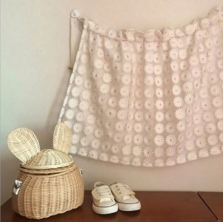 Baby Zonnescherm Ins Stijl Kleine Daisy Katoen Auto Gordijn Mesh Kant Opknoping Doek Zonnescherm Interieur Decoratie Achtergrond Doek