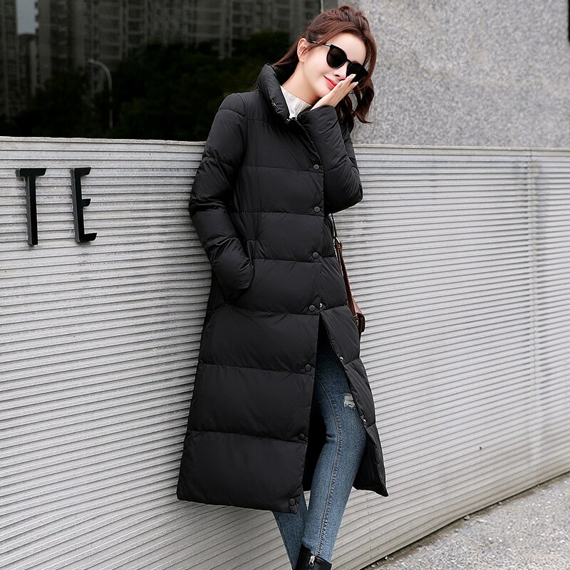 Fashion Trend Women's Down Jacket Autumn and Winter Leisure Loose Thick Warm White Duck Down Wild Long Down Jacket