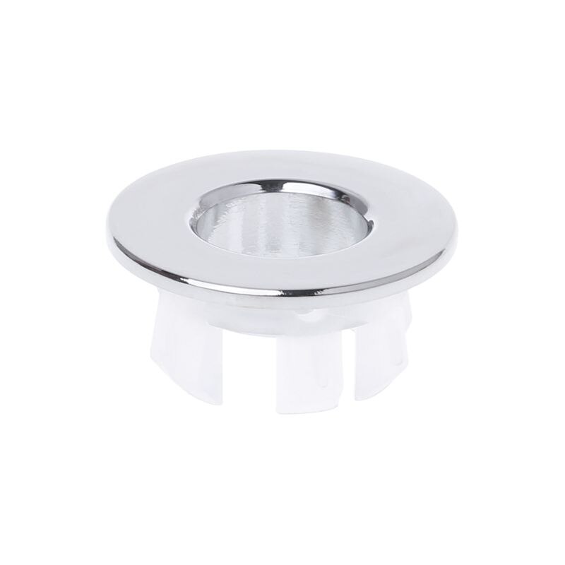 Bathroom Basin Sink Overflow Cover Six-foot Round Insert Chrome Ring Hole Cap: Light Grey