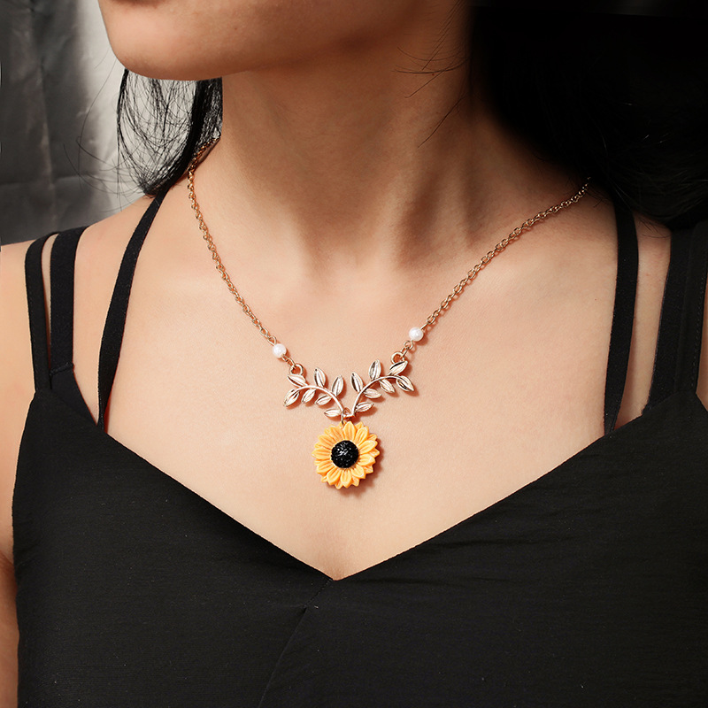 Solsikke halskæde vedhæng smykker halskæde til kvinder koreanske choker smykker vintage varer indie luksus