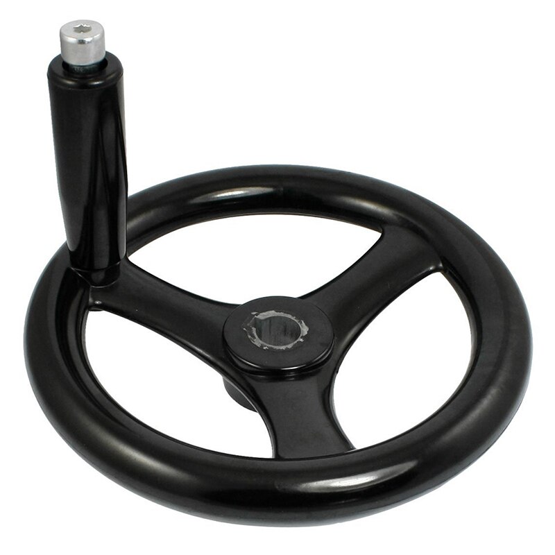 -Black 18mm x 200mm 3 spoke handwheel with rotating handle: Default Title