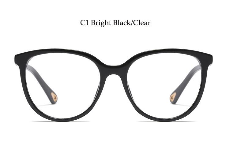 Transparent Round Glasses Spectacle Frame Clear Lens Glasses Without Diopter Black Red decorative glasses: C1 black clear