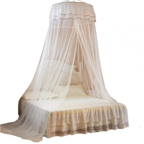 6 Color Lace Bed Canopy Mosquito Net  Hung Dome Mesh Canopy Princess Round Dome Bedding Net Bed Mosquito Netting: white