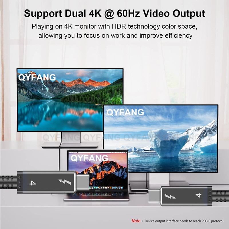 Thunderbolt 4 Cable USB C 40Gbps Cable 8K@60Hz Video PD100W Quick Charger for MacBook Pro Samsung M1 Thunderbolt 3/4 HUB Laptop