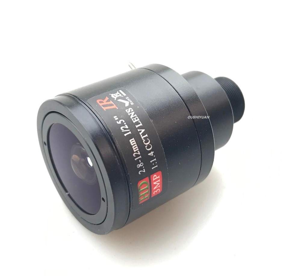 Lente HD de 3,0 megapíxeles fija Iris M12 HD, lente Varifocal CCTV IR HD de 2,8-12mm, 1/2, 5 pulgadas, F1: 1,4, enfoque Manual, Zoom, ángulo de visión de 90 ~ 28 grados