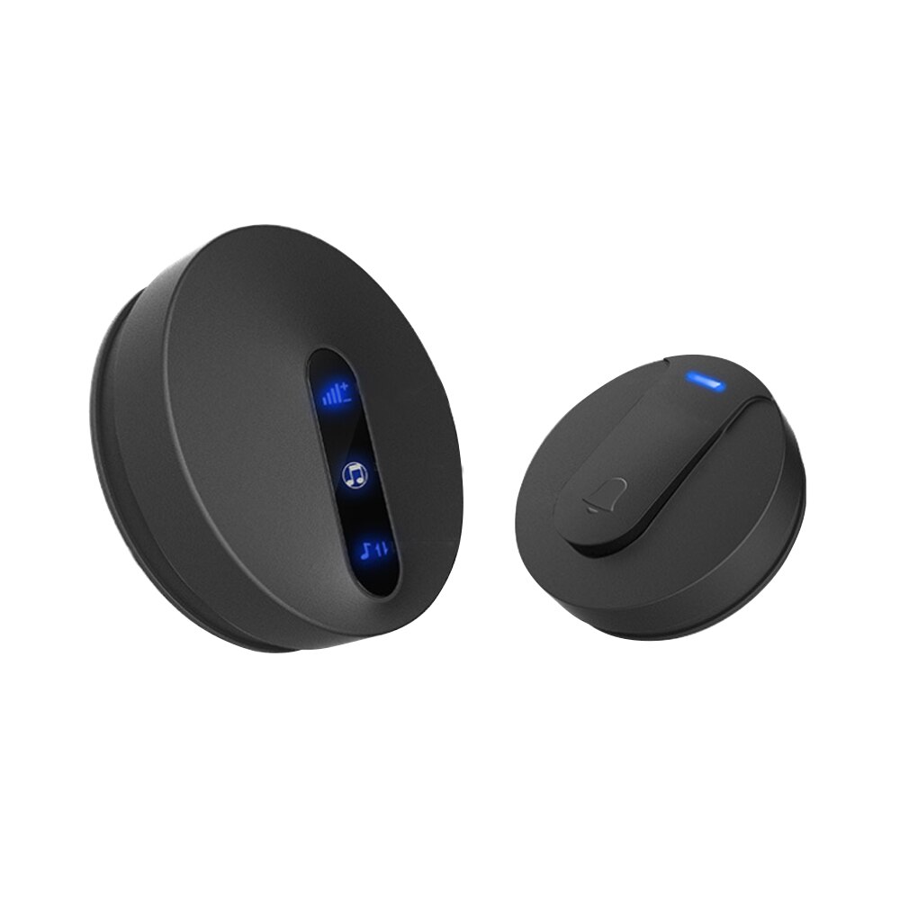 Wireless Self-powered Doorbell Transmitter Receiver Unique 58 Melodies 4 Levels Volume Adjustment Outdoor Waterproof Door Bell: Black / EU Plug