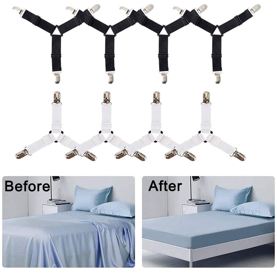 4Pcs/set Elastic Bed Sheet Holder Belt Fastener Bed Sheet Clips Home Textiles Bed Clip Mattress Blankets Bed Holder Gadgets